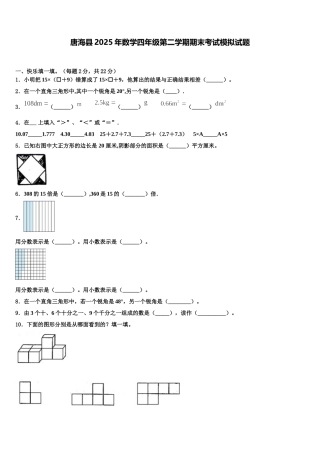 唐海县2025年数学四年级第二学期期末考试模拟试题含解析