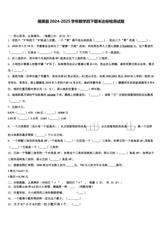 措美县2024-2025学年数学四下期末达标检测试题含解析