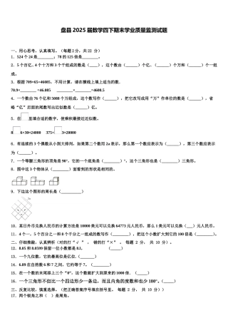 盘县2025届数学四下期末学业质量监测试题含解析