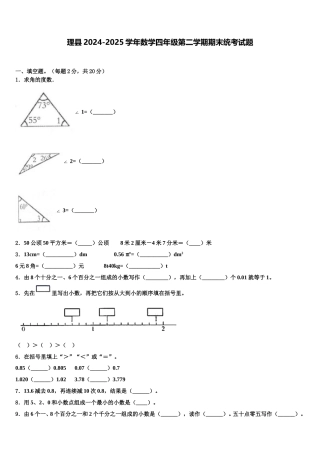 理县2024-2025学年数学四年级第二学期期末统考试题含解析