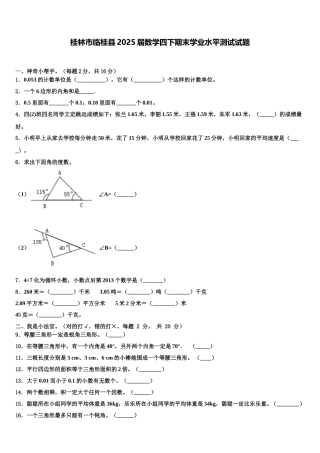 桂林市临桂县2025届数学四下期末学业水平测试试题含解析