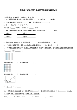 宾阳县2024-2025学年四下数学期末调研试题含解析