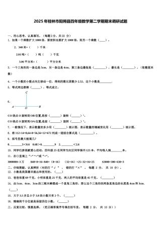 2025年桂林市阳朔县四年级数学第二学期期末调研试题含解析