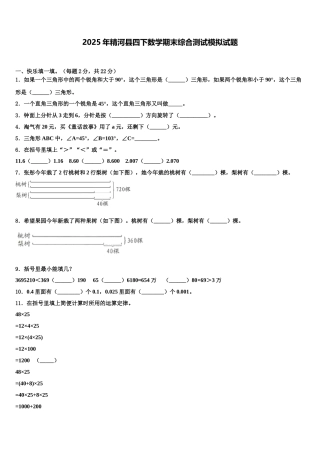 2025年精河县四下数学期末综合测试模拟试题含解析