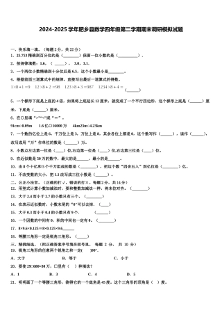 2024-2025学年肥乡县数学四年级第二学期期末调研模拟试题含解析