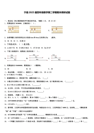 宁县2025届四年级数学第二学期期末调研试题含解析