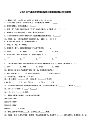 2025年宁津县数学四年级第二学期期末复习检测试题含解析
