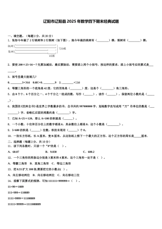 辽阳市辽阳县2025年数学四下期末经典试题含解析