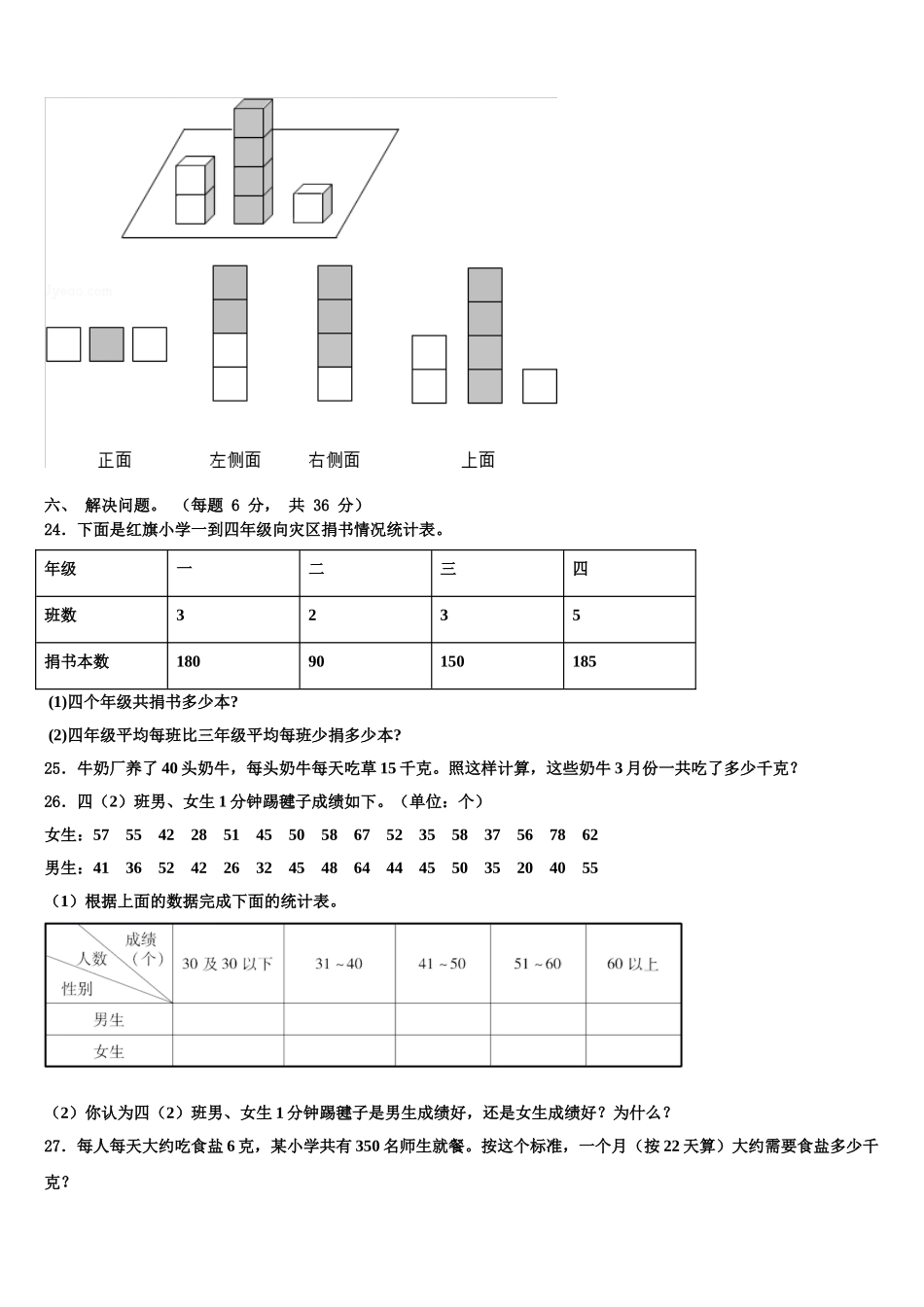 怀远县2025届数学四年级第二学期期末监测模拟试题含解析_第3页