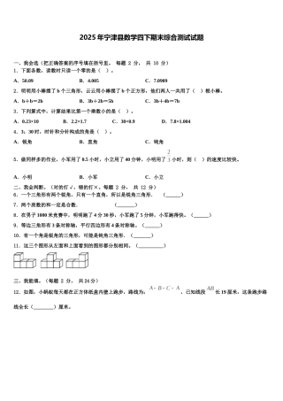 2025年宁津县数学四下期末综合测试试题含解析