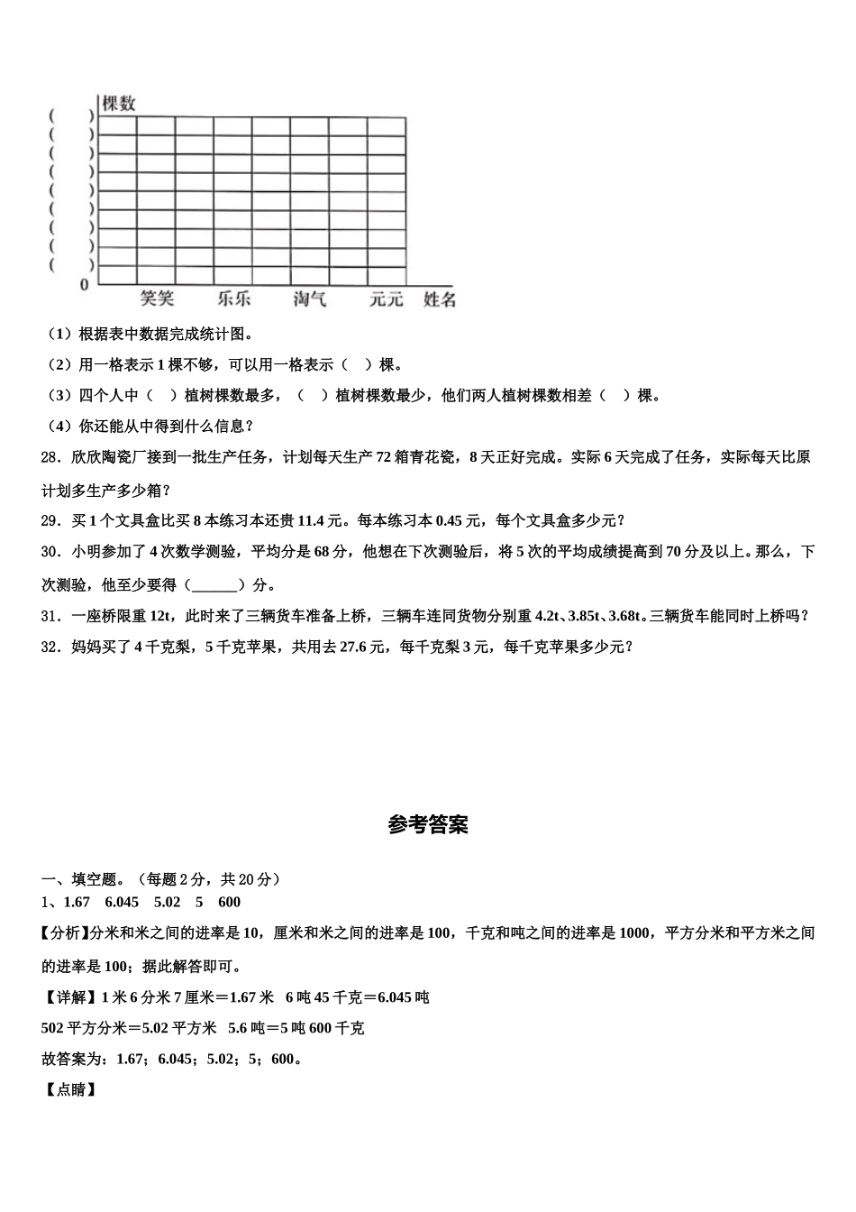 2024-2025学年乃东县数学四下期末监测试题含解析_第3页