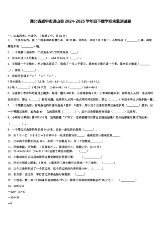 湖北省咸宁市通山县2024-2025学年四下数学期末监测试题含解析