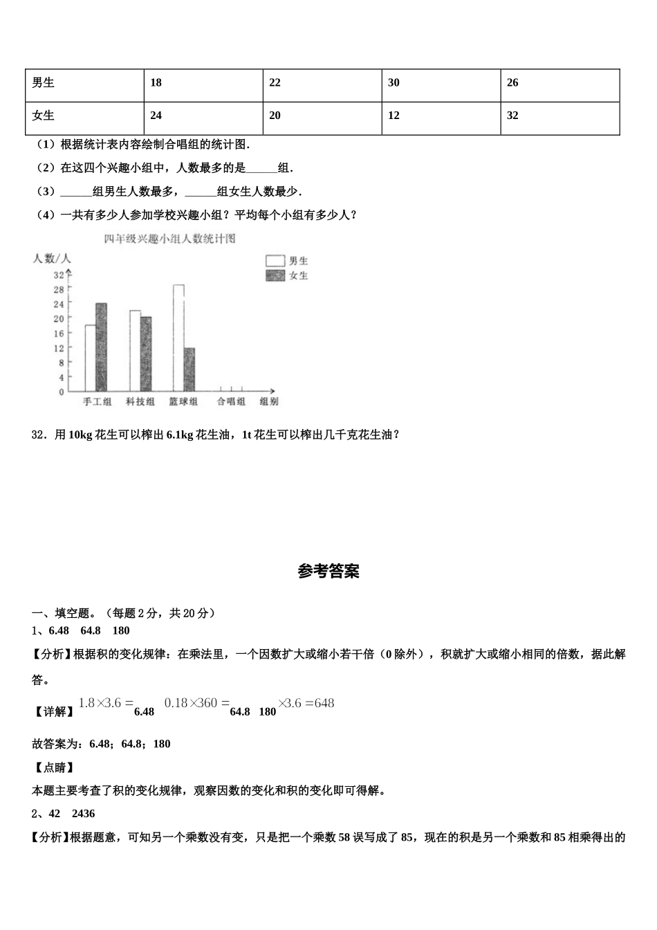 湖北省武汉市江汉区2025年数学四年级第二学期期末监测试题含解析_第3页