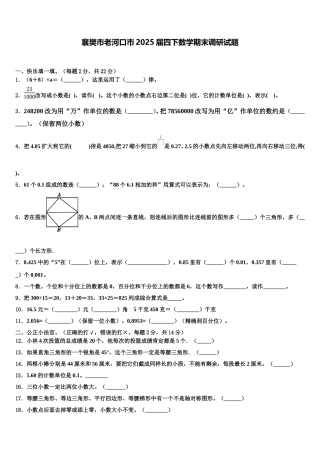 襄樊市老河口市2025届四下数学期末调研试题含解析