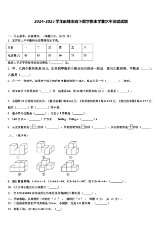 2024-2025学年麻城市四下数学期末学业水平测试试题含解析