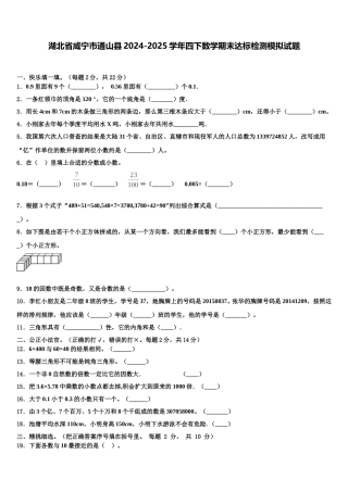 湖北省咸宁市通山县2024-2025学年四下数学期末达标检测模拟试题含解析