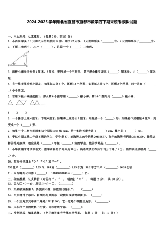 2024-2025学年湖北省宜昌市宜都市数学四下期末统考模拟试题含解析