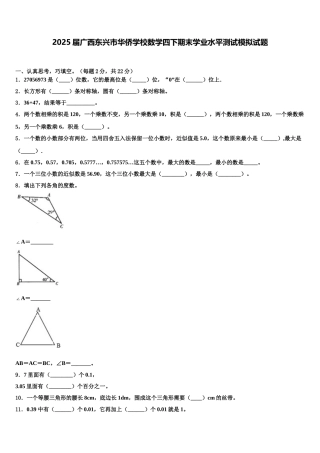 2025届广西东兴市华侨学校数学四下期末学业水平测试模拟试题含解析