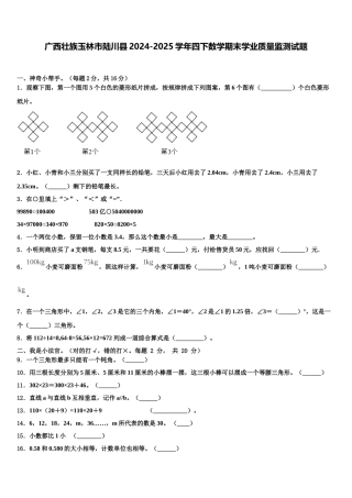 广西壮族玉林市陆川县2024-2025学年四下数学期末学业质量监测试题含解析