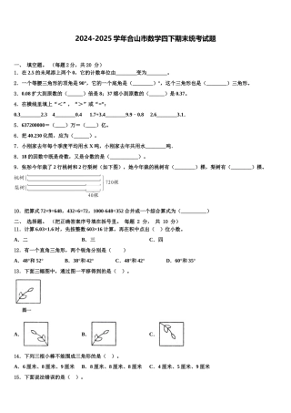 2024-2025学年合山市数学四下期末统考试题含解析