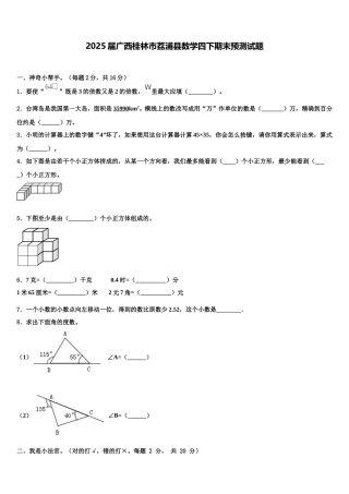 2025届广西桂林市荔浦县数学四下期末预测试题含解析
