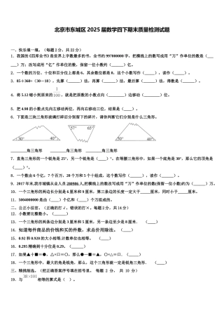 北京市东城区2025届数学四下期末质量检测试题含解析