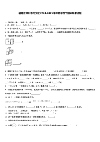 福建省漳州市龙文区2024-2025学年数学四下期末联考试题含解析