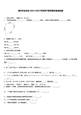 漳州市龙文区2024-2025学年四下数学期末监测试题含解析