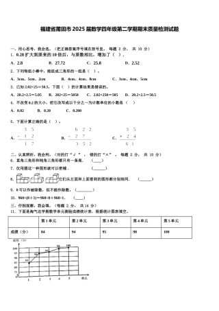 福建省莆田市2025届数学四年级第二学期期末质量检测试题含解析