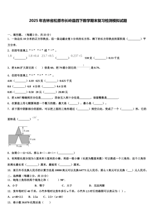 2025年吉林省松原市长岭县四下数学期末复习检测模拟试题含解析