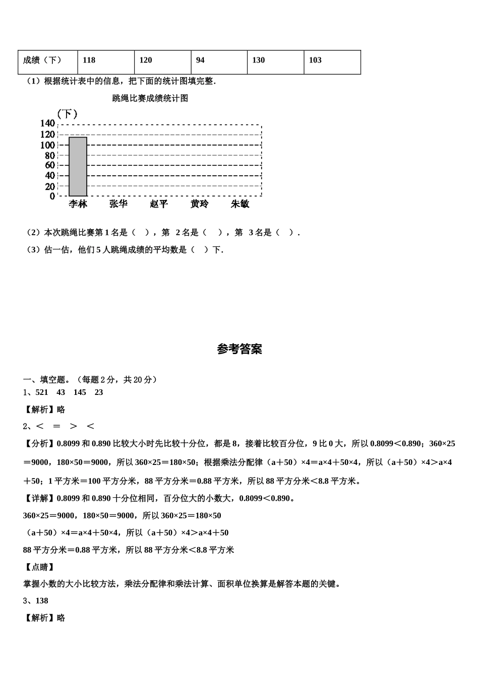 吉林省辽源市东辽县2025年四年级数学第二学期期末调研试题含解析_第3页