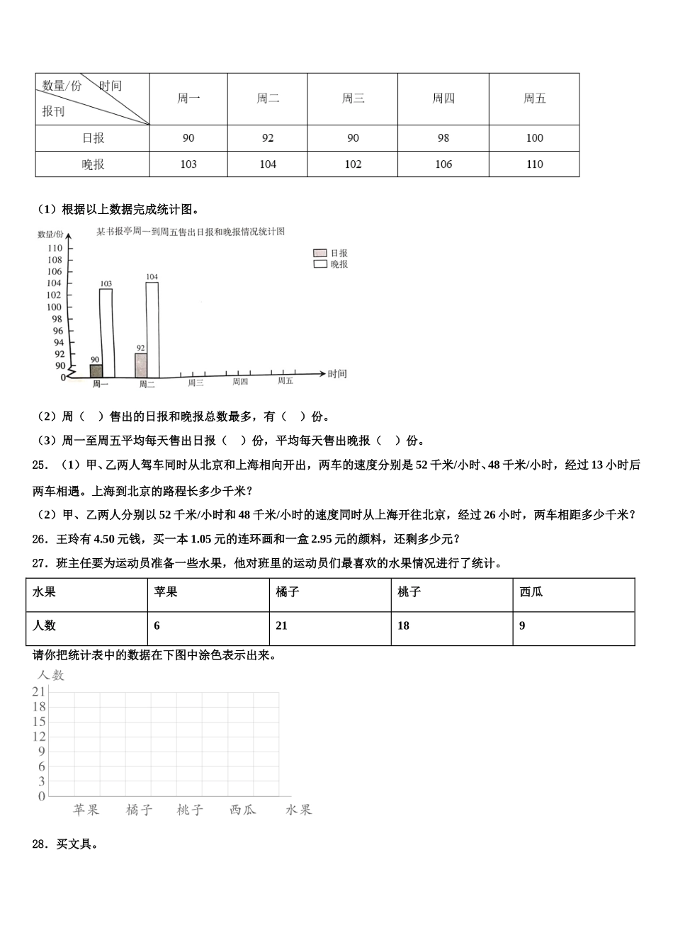 2024-2025学年吉林省白山市抚松县数学四下期末质量检测试题含解析_第3页