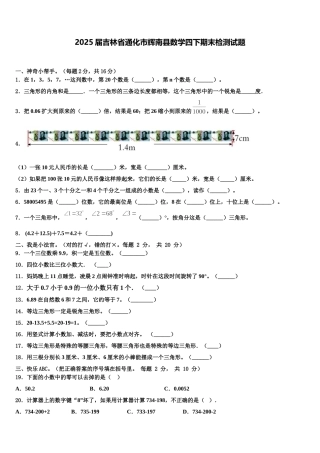 2025届吉林省通化市辉南县数学四下期末检测试题含解析