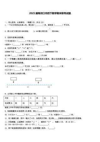 2025届梅河口市四下数学期末联考试题含解析