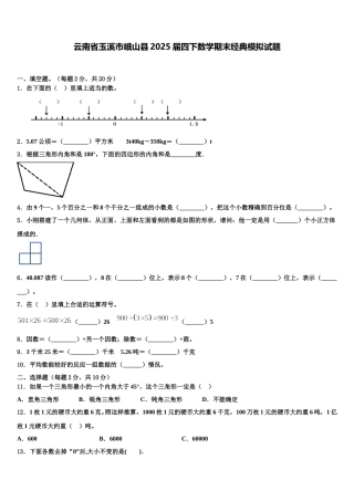 云南省玉溪市峨山县2025届四下数学期末经典模拟试题含解析