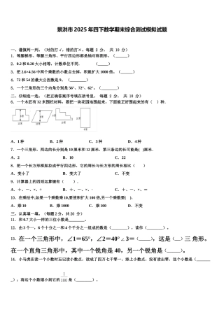 景洪市2025年四下数学期末综合测试模拟试题含解析