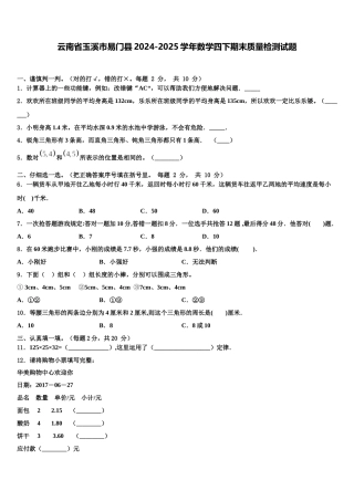 云南省玉溪市易门县2024-2025学年数学四下期末质量检测试题含解析