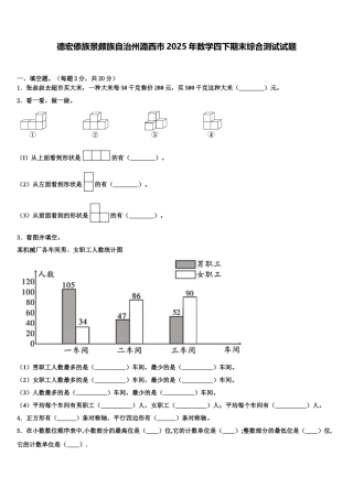 德宏傣族景颇族自治州潞西市2025年数学四下期末综合测试试题含解析