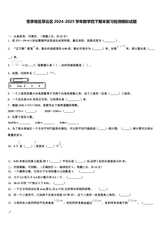 思茅地区翠云区2024-2025学年数学四下期末复习检测模拟试题含解析
