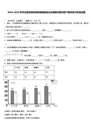 2024-2025学年云南省德宏傣族景颇族自治州潞西市数学四下期末复习检测试题含解析