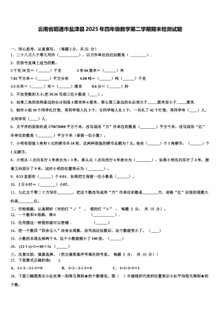 云南省昭通市盐津县2025年四年级数学第二学期期末检测试题含解析