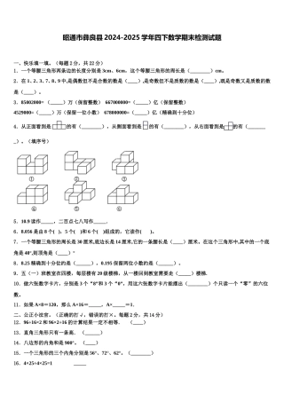 昭通市彝良县2024-2025学年四下数学期末检测试题含解析