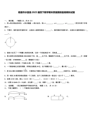 昭通市水富县2025届四下数学期末质量跟踪监视模拟试题含解析