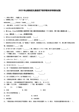 2025年山南地区扎囊县四下数学期末统考模拟试题含解析