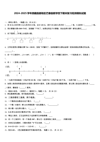 2024-2025学年西藏昌都地区芒康县数学四下期末复习检测模拟试题含解析