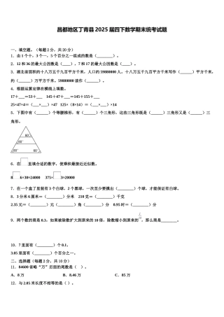 昌都地区丁青县2025届四下数学期末统考试题含解析