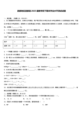 昌都地区昌都县2025届数学四下期末学业水平测试试题含解析