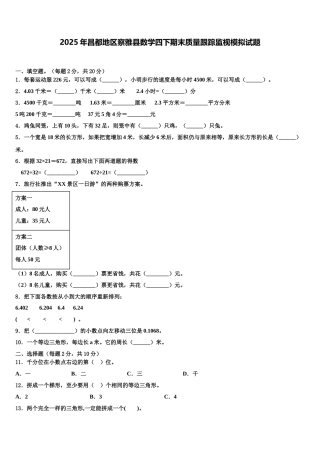 2025年昌都地区察雅县数学四下期末质量跟踪监视模拟试题含解析