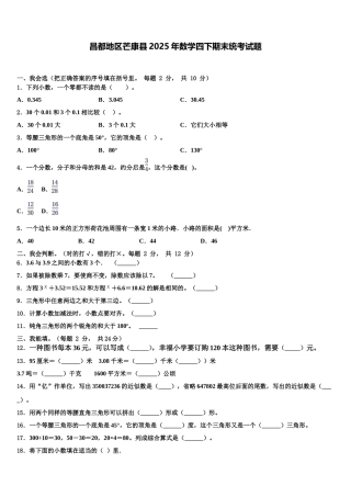 昌都地区芒康县2025年数学四下期末统考试题含解析