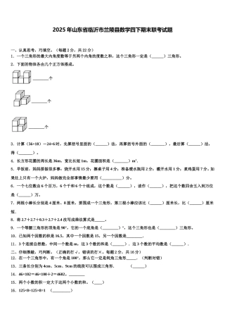 2025年山东省临沂市兰陵县数学四下期末联考试题含解析